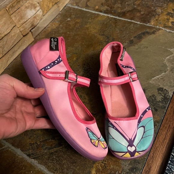 Hot Chocolate Design Mini Butterfly Mary Jane Flats Pink Green Purple Sz 33/3.5 - Picture 2 of 7